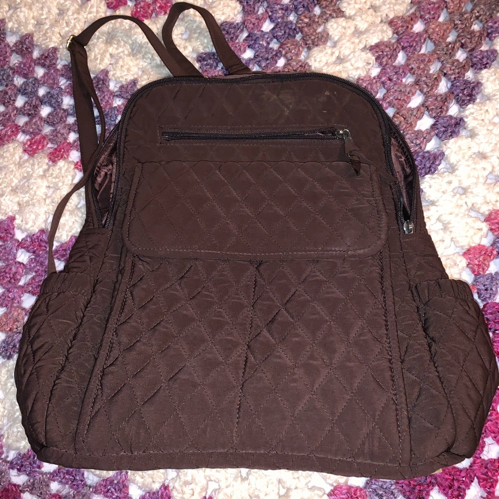 Vera Bradley backpack brown quilted pattern - Picture 2 of 16